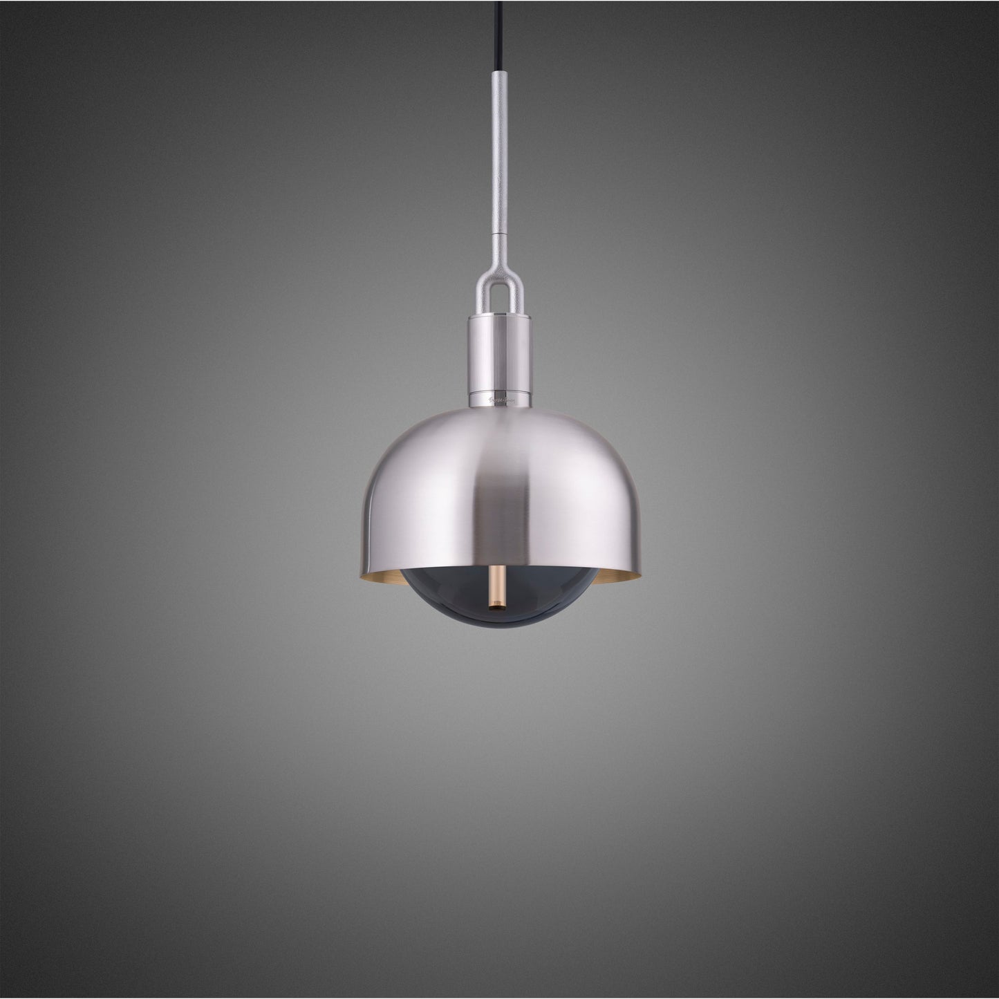 Forked Pendent Smoked Globe and Shade Medium