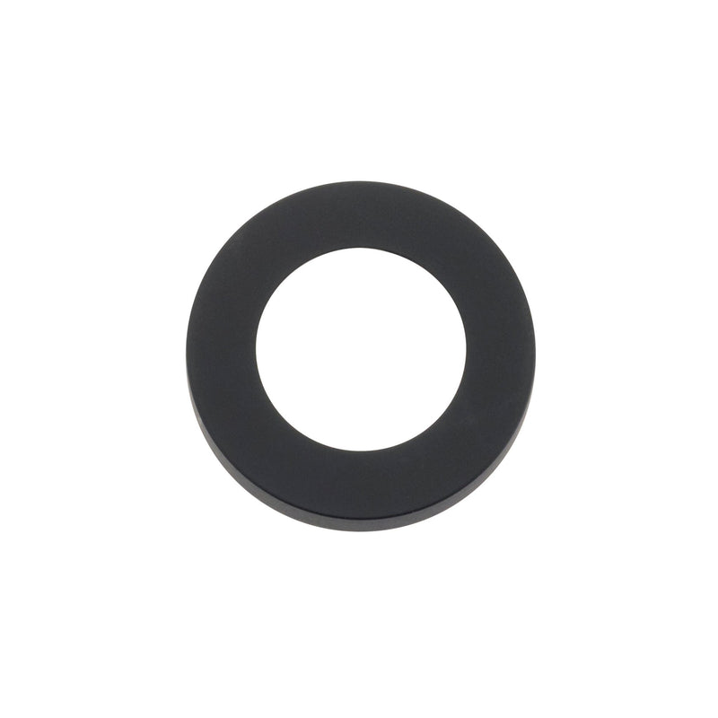 Zoo Hardware Rosso Maniglie Spare Round Rose Pack in black, featuring two round rose discs designed for door handles, made of solid material with a smooth finish.