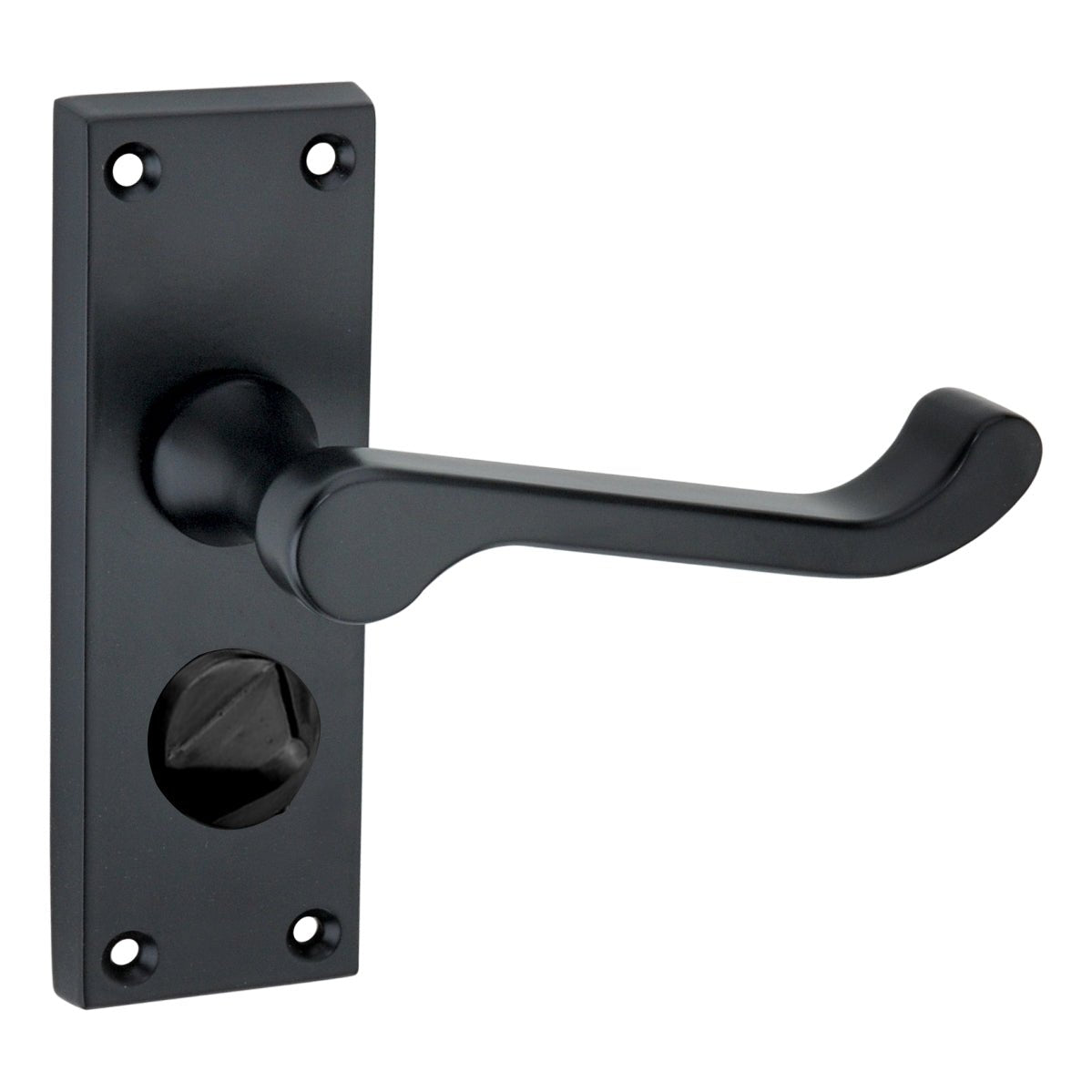 Victorian (Scroll) Lever on Backplate Door Handle Latch Privacy Backplate Matt Black Love Handles uk