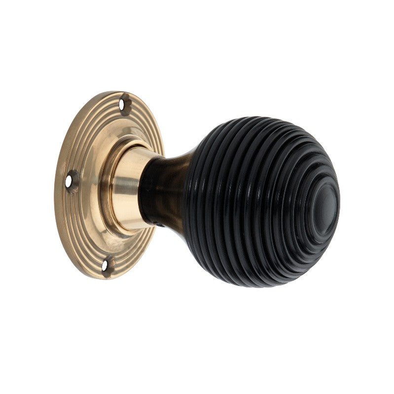 Ebony Beehive Rim/Mortice Door Knob