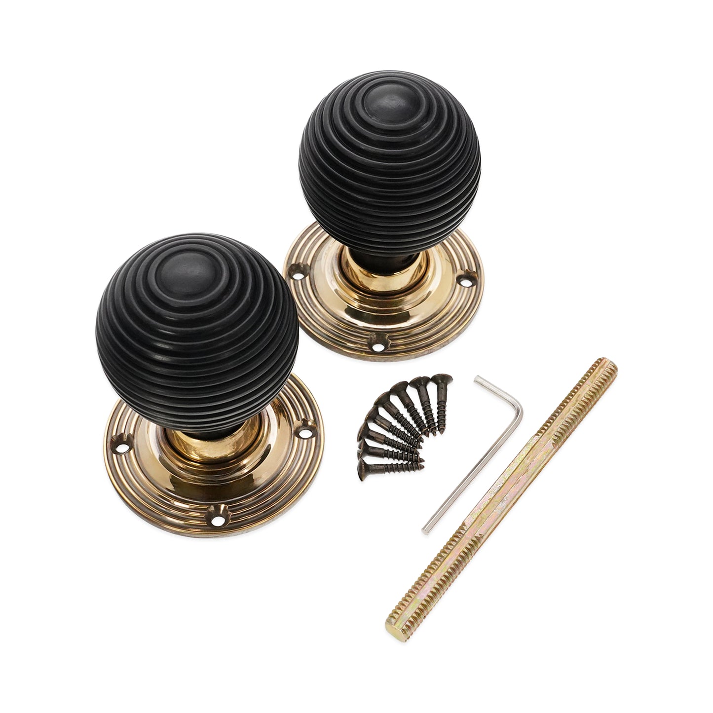 Ebony Beehive Rim/Mortice Door Knob