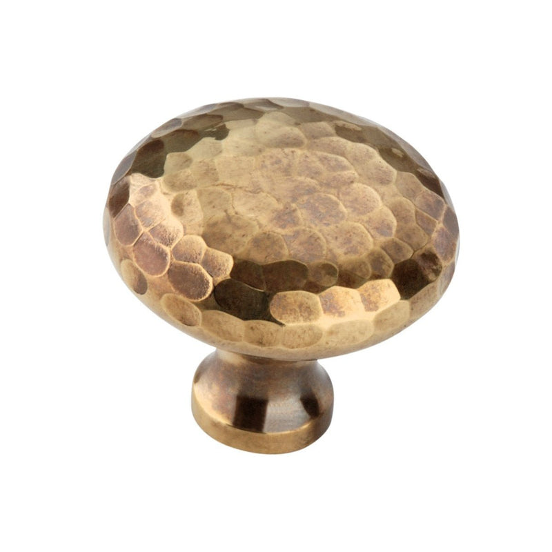 Hammered Mushroom Cupboard Knob Small - 32mm Aged Brass Love Handles uk