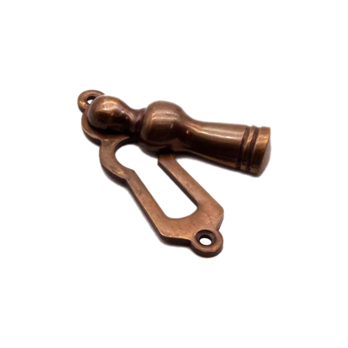 Spira Brass Lady Escutcheon in a bronze finish, featuring a decorative design with a rounded top and a gasket section for mounting. The escutcheon is made of solid brass, providing durability and an antique appearance.