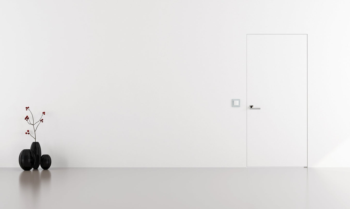 Carlisle Brass Renzo Designer Lever on Sprung Square Rose in a sleek finish, shown on a modern door, complementing a minimalist interior design.