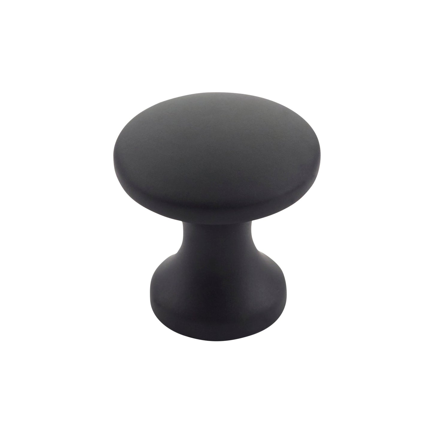 Zoo Hardware Round Cabinet Knob with a diameter of 24.2mm, featuring a matte black finish and a rounded design.