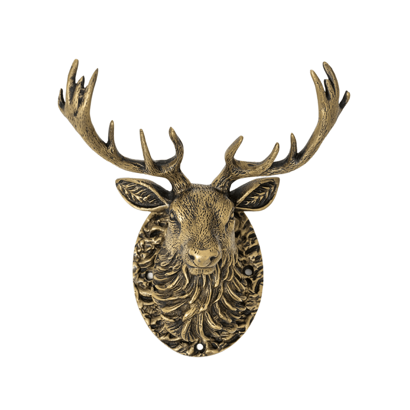 Stag Door Knocker - Heritage Finish - Brass bee