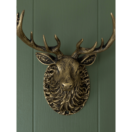 Stag Door Knocker - Heritage Finish - Brass bee