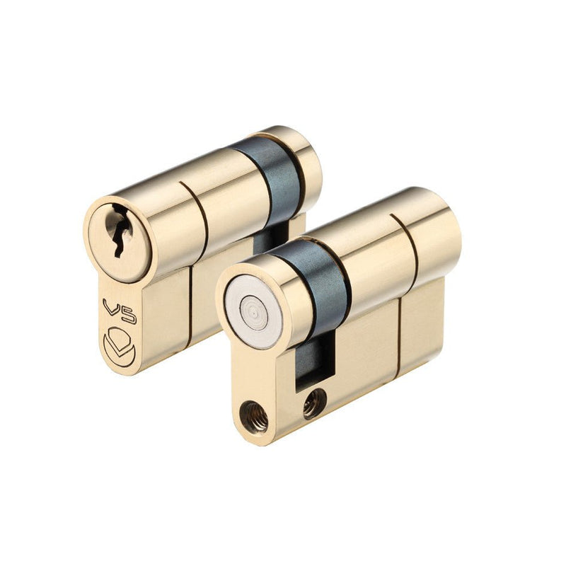 V5 Euro Profile Single Cylinder 40mm Polished Brass Keyed to Differ (E) Love Handles uk