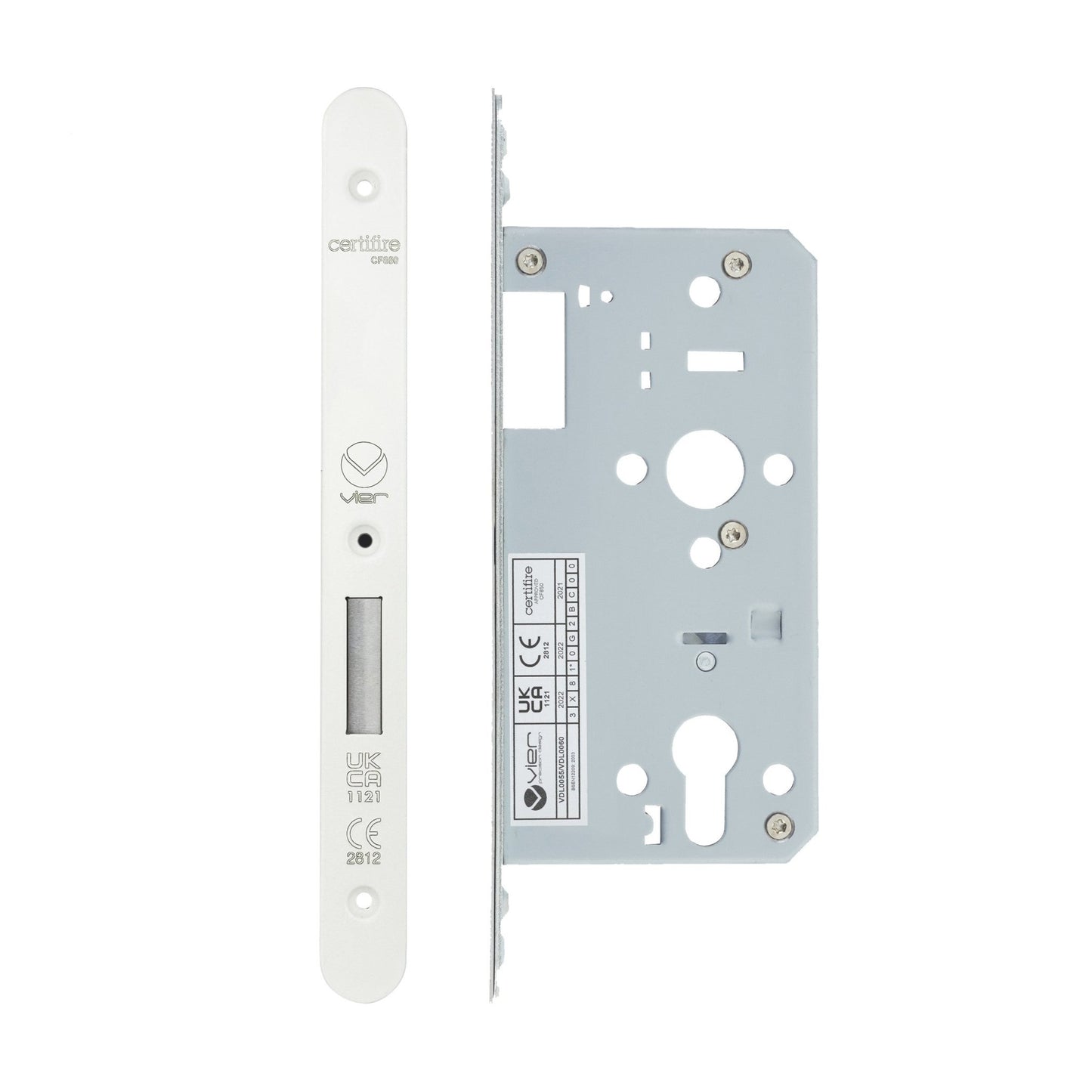 2-Piece DIN Euro Deadlock – 55mm DIN Euro Deadlock Radius Powder Coat White Love Handles uk