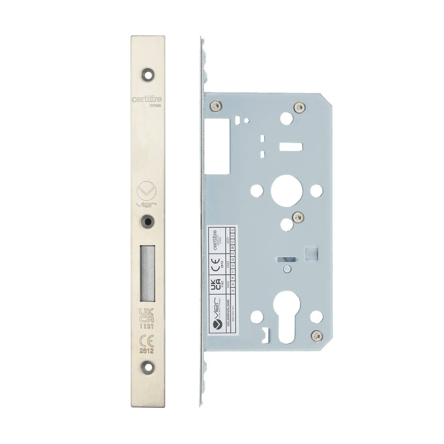 Din Euro Deadlock- Backset 55mm - 2 Pc Forend - Square