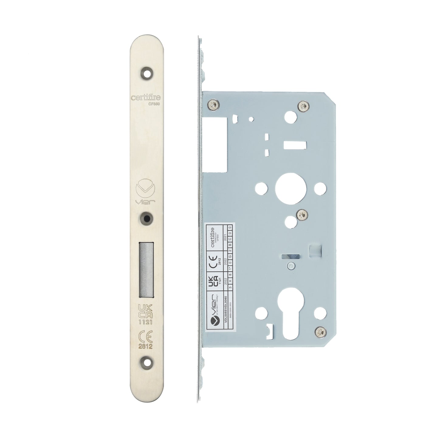 Din Euro Deadlock- Backset 60mm - 2 Pc Forend - Radius