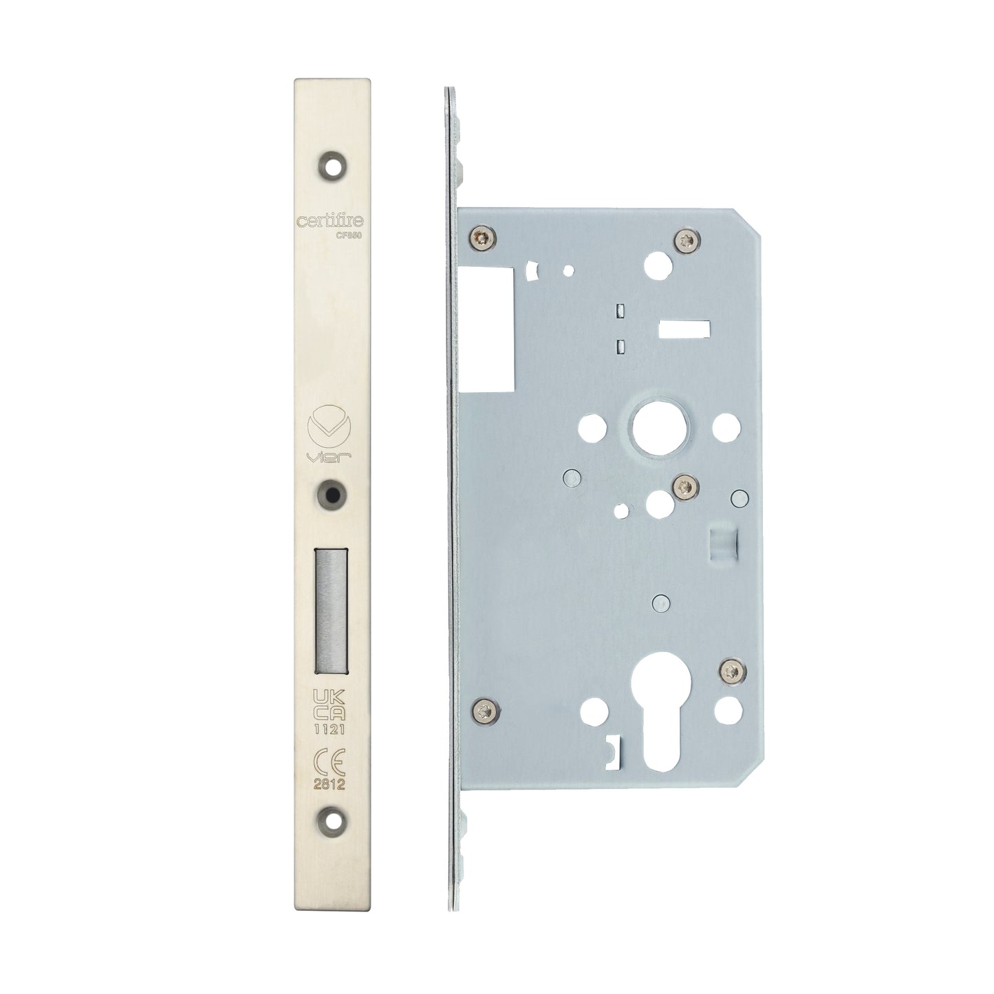 Din Euro Deadlock - Backset 60mm - 2 Pc Forend - Square - Single Throw