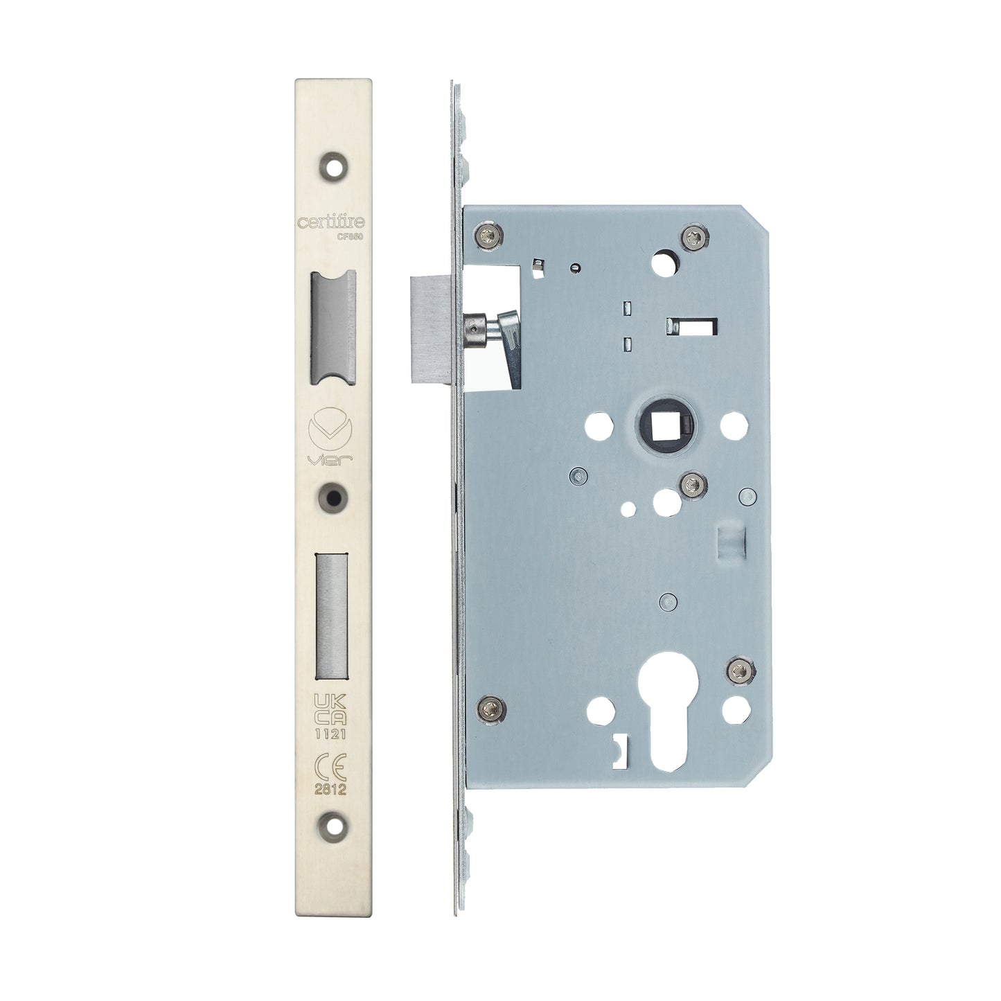 Din Euro Sashlock- Backset 60mm - 2 Pc Forend - Square - Single Throw