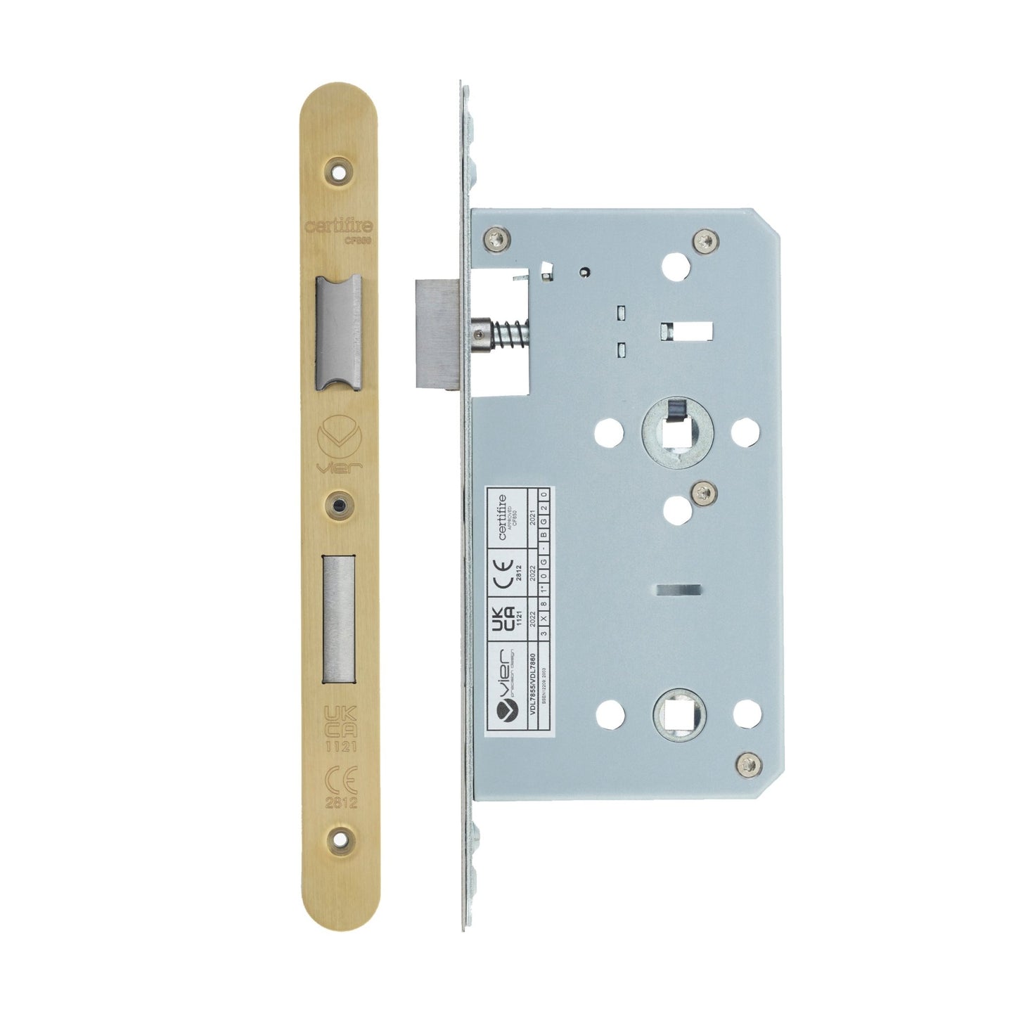 2-Piece DIN Bathroom Lock 55-60mm 60mm Radius PVD Satin Brass Love Handles uk
