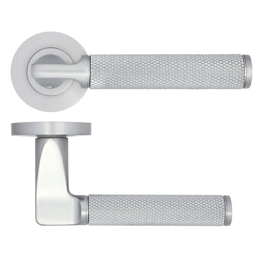 Zoo Hardware Bilbao Lever Design in silver finish, featuring a textured grip for enhanced handling and a sleek, modern aesthetic.