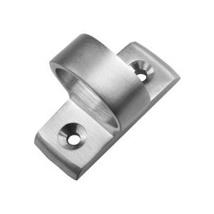 Carlisle Brass Ring Sash Lift in a brushed stainless steel finish, featuring a circular ring holder mounted on a rectangular base with two screw holes for attachment.