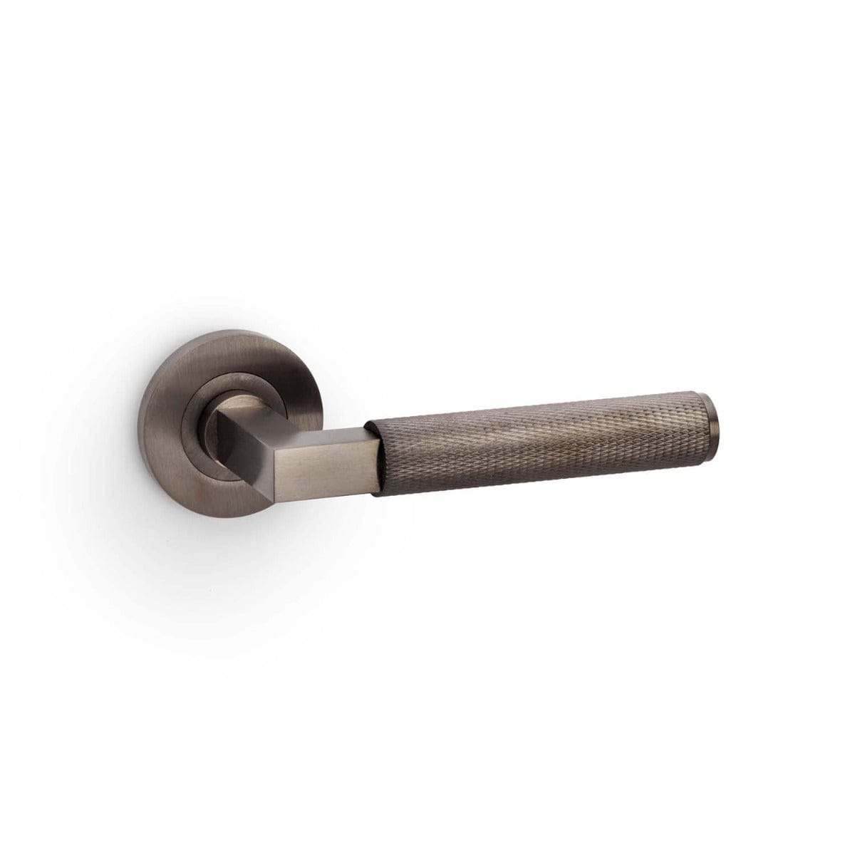 Alexander & Wilks Handles Dark Bronze AW - Hurricane Knurled Lever on Round Rose