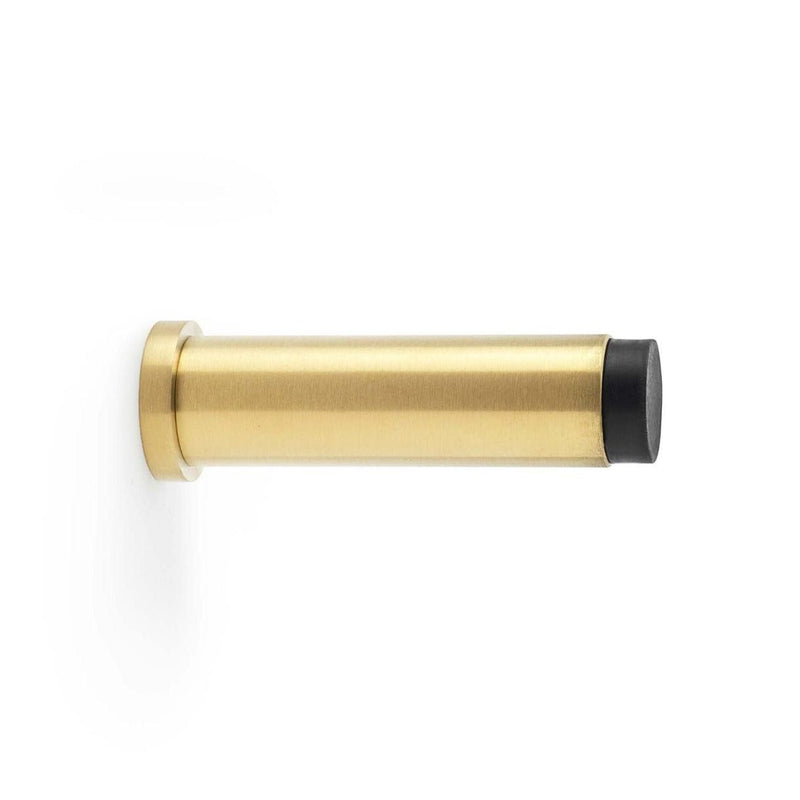 Plain Projection Cylinder Door Stop Satin Brass PVD 75mm Love Handles uk