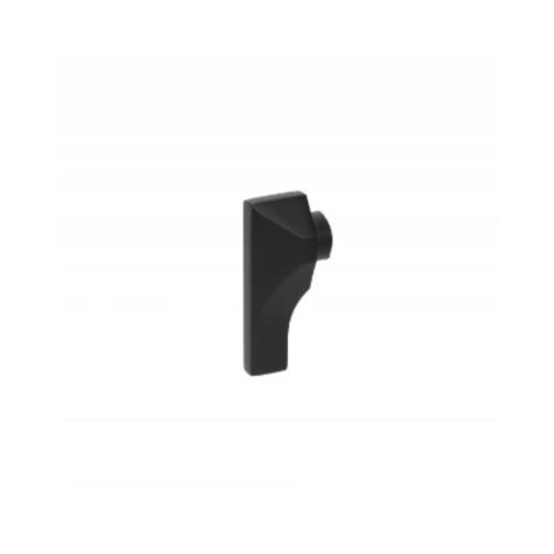 Zoo Hardware Accessible Rosso Turn to Suit Cylinder in black, featuring a geometric design with an angled edge and round turn knob, suitable for various door applications.