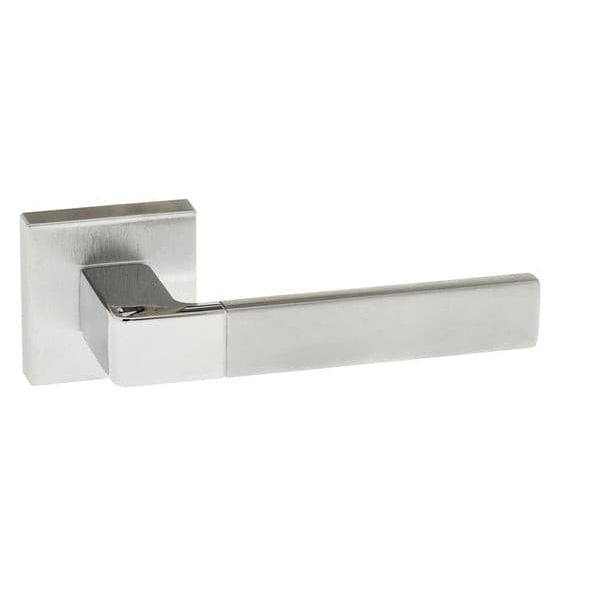 Atlantic Handles Satin Chrome/Polished Chrome Forme Asti Designer Lever on Minimal Square Rose