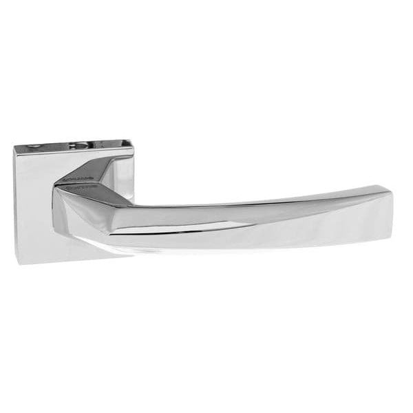 Atlantic Handles Polished Chrome Forme Crystal Designer Lever on Minimal Square Rose