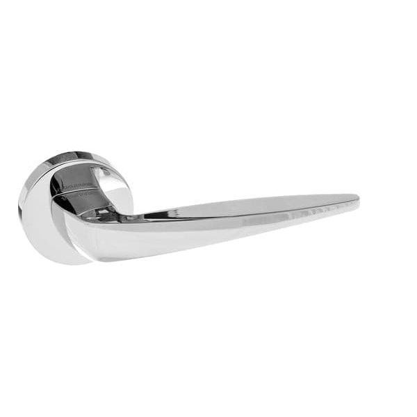 Atlantic Handles Polished Chrome Forme Foglia Designer Lever on Minimal Round Rose