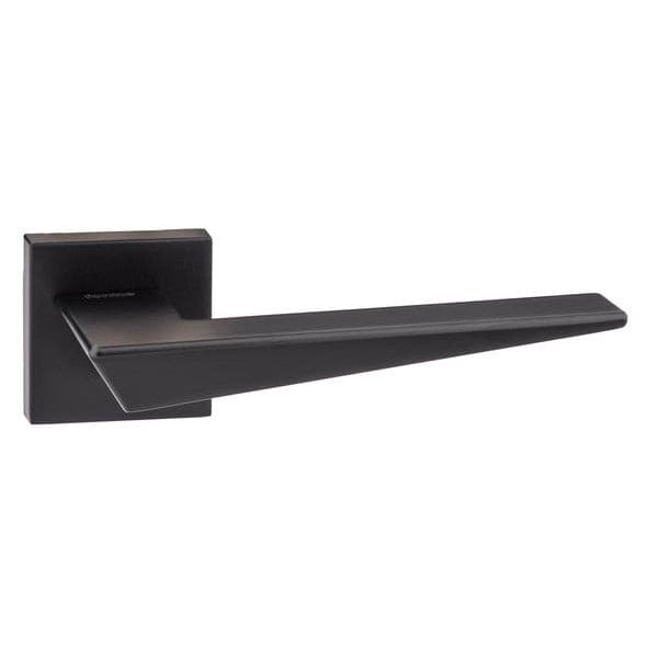 Atlantic Handles Matt Black Forme Naxos Designer Lever on Minimal Square Rose