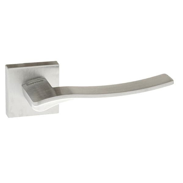 Atlantic Handles Satin Chrome Forme Olimpia Designer Lever on Minimal Square Rose