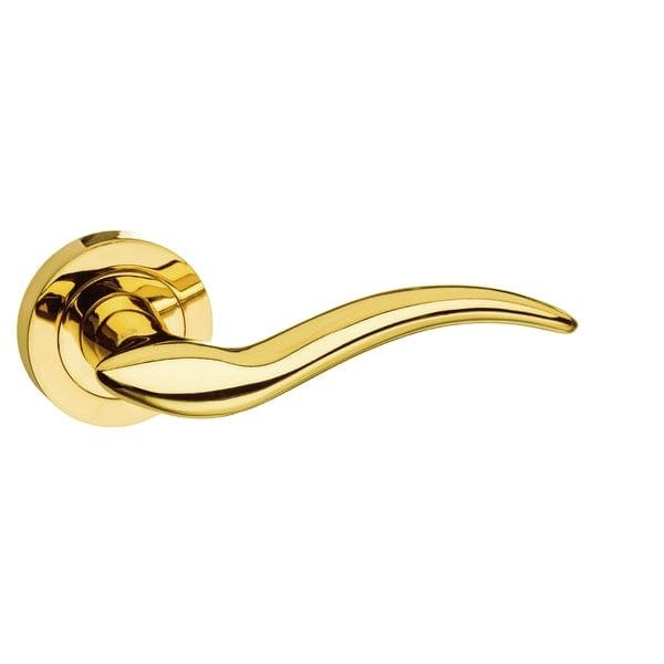 Atlantic Handles Polished Brass Mediterranean Barcelona Lever on Round Rose