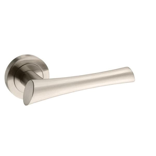 Atlantic Handles Satin Nickel Mediterranean Corsica Lever on Round Rose
