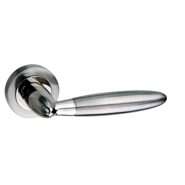 Atlantic Handles Satin Nickel/Polished Nickel Mediterranean Gibraltar Lever on Round Rose