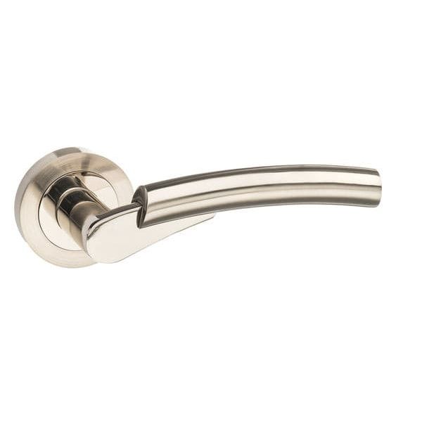Atlantic Handles Satin Nickel/Polished Nickel Mediterranean Messina Lever on Round Rose