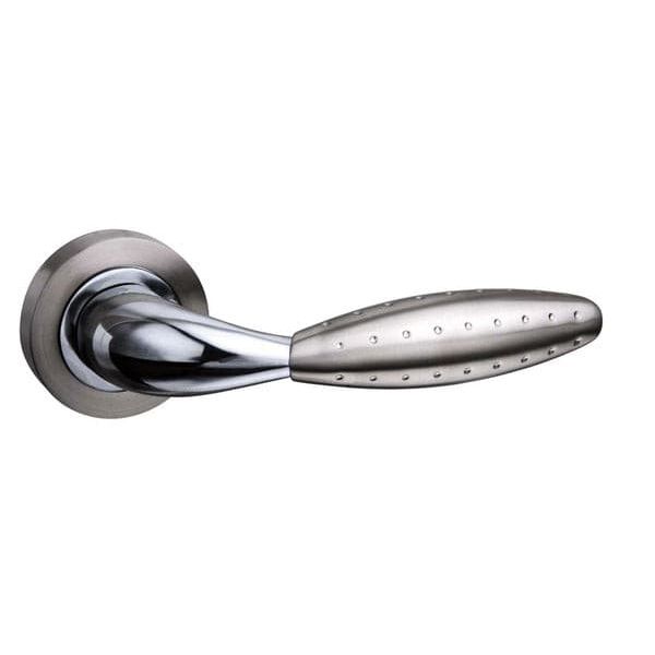 Atlantic Handles Satin Nickel/Polished Chrome Mediterranean Oran Lever on Round Rose