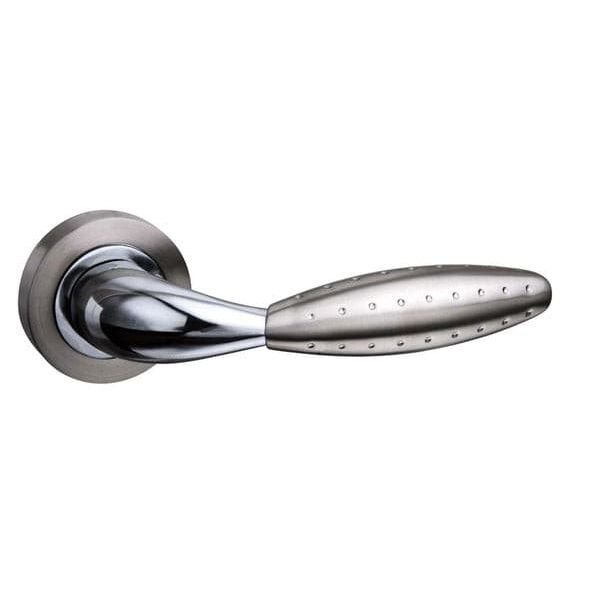 Atlantic Handles Satin Nickel/Polished Chrome Mediterranean Oran Lever on Round Rose