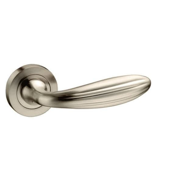 Atlantic Handles Satin Nickel Mediterranean Terassa Lever on Round Rose