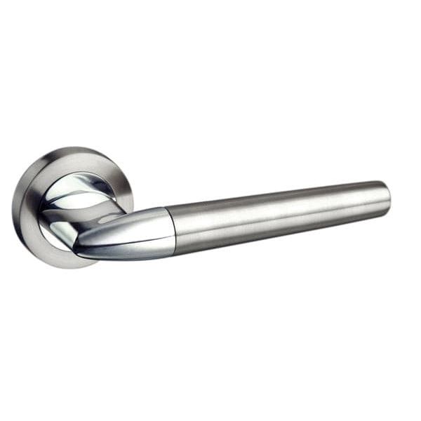 Atlantic Handles Satin Nickel/Polished Chrome Mediterranean Toulon Lever on Round Rose