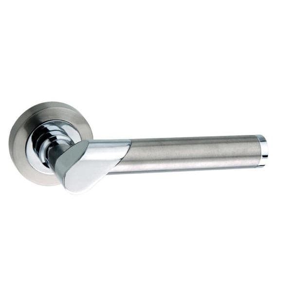 Atlantic Handles Satin Nickel/Polished Chrome Mediterranean Tunis Lever on Round Rose