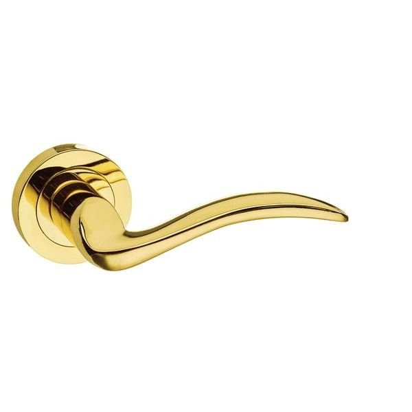Atlantic Handles Polished Brass Mediterranean Valencia Lever on Round Rose