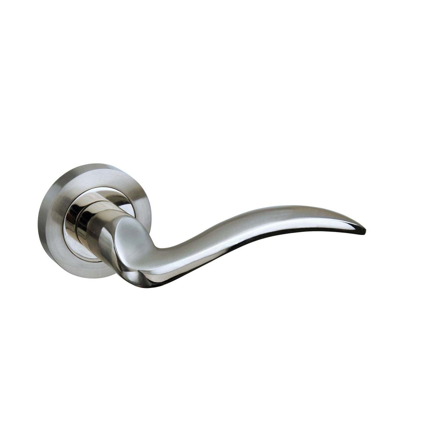 Atlantic Handles Satin Nickel/Polished Nickel Mediterranean Valencia Lever on Round Rose