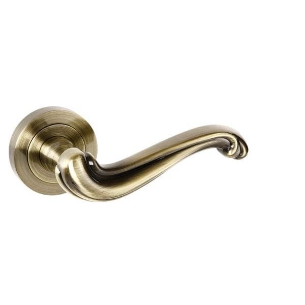 Atlantic Handles Antique Brass Old English Colchester Lever on Round Rose
