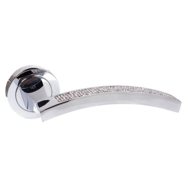 Atlantic Handles Polished Chrome Senza Pari Crystal Designer Lever on Round Rose