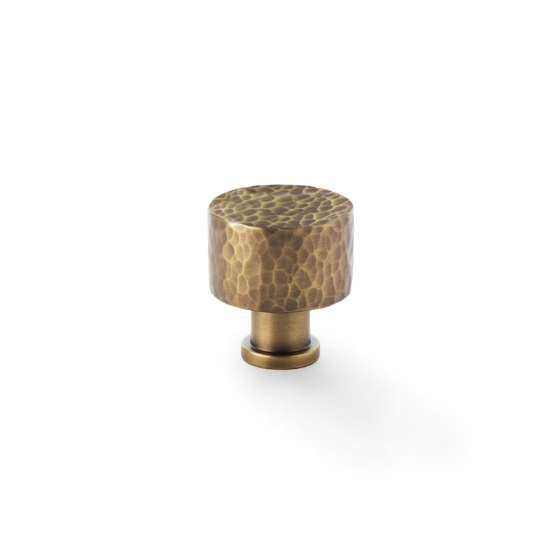 Leila Hammered Cupboard Knob Antique Brass 30mm