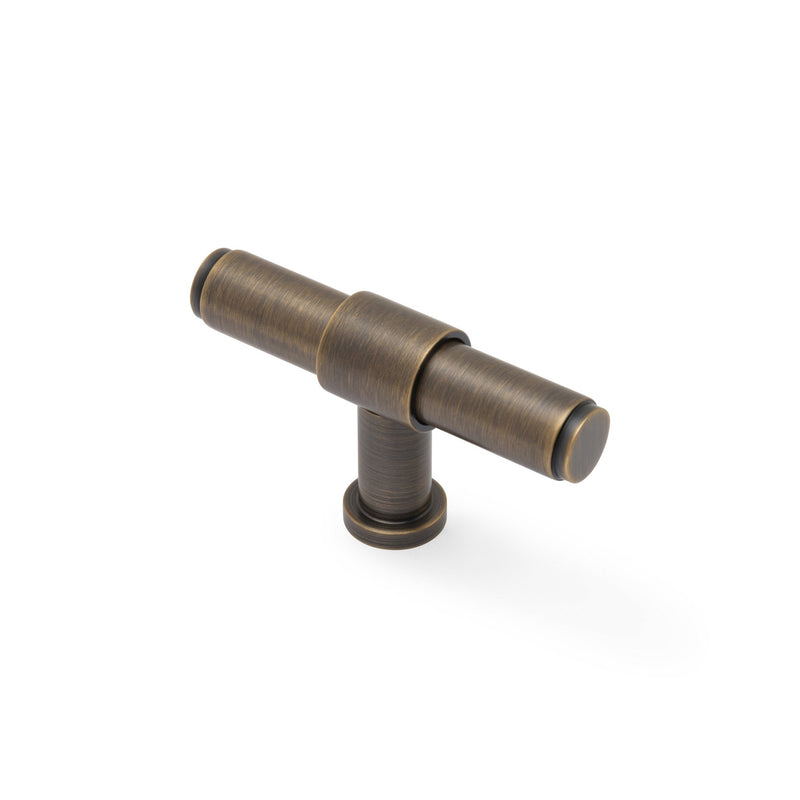 Kingston Knurled T-Bar Cupboard Knob Antique Brass