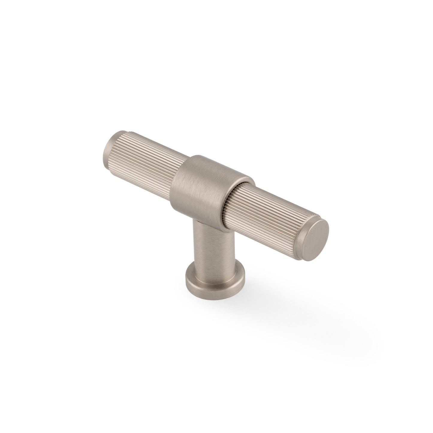 Kingston Reeded T-Bar Cupboard Knob Satin Nickel PVD