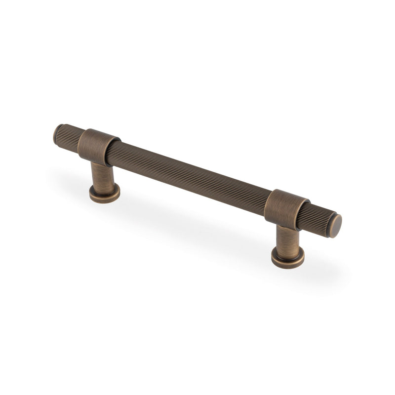 Kingston Reeded Pull Handle Antique Brass 128mm