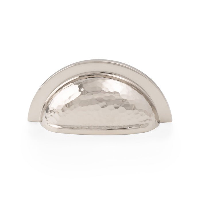 Alexander & Wilks Bardom Hammered Ridged Cup Pull in a polished silver finish, featuring a textured, hammered surface and a rounded profile for easy grip.