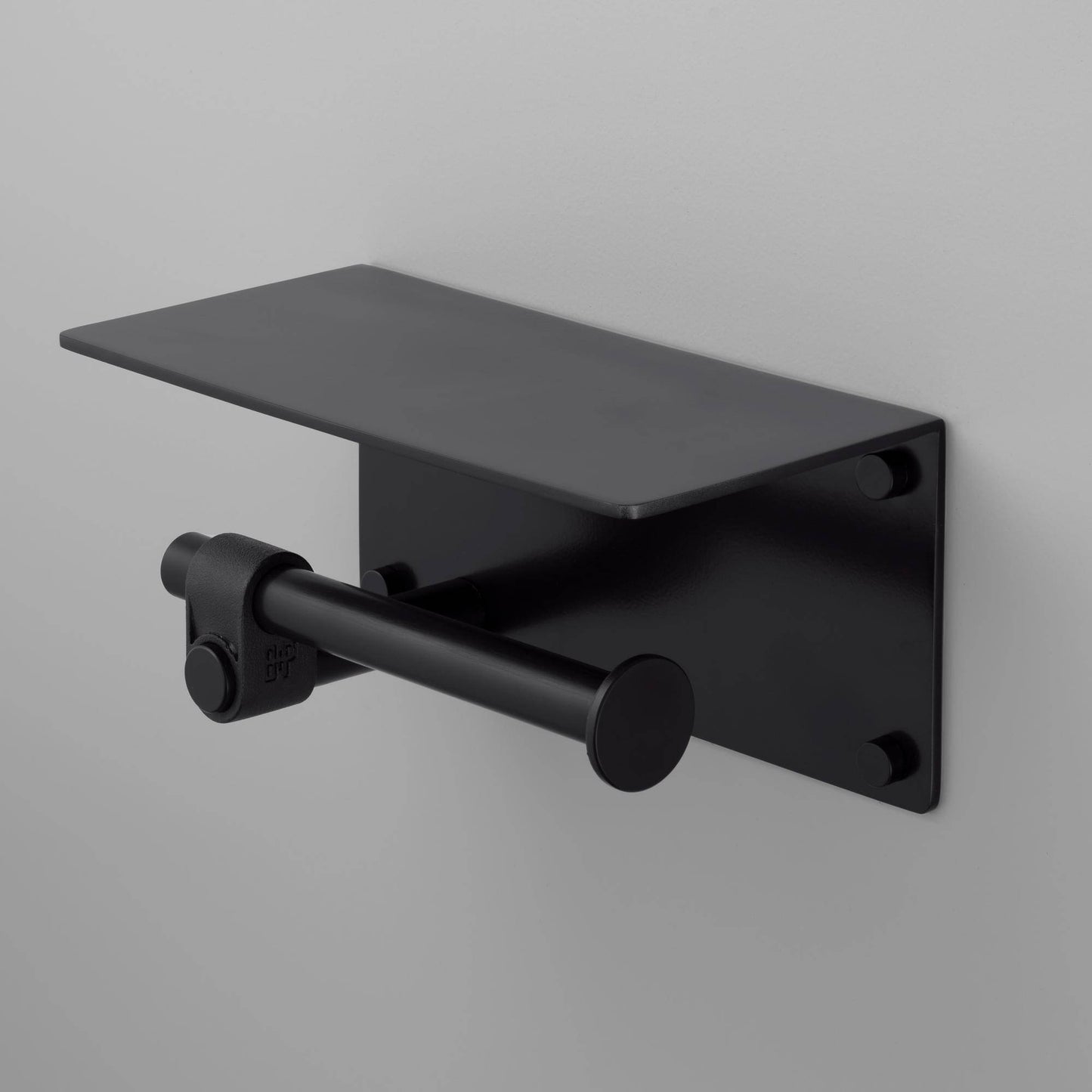 Buster + Punch Toilet Roll Holder / With Shelf / Cast Welders Black