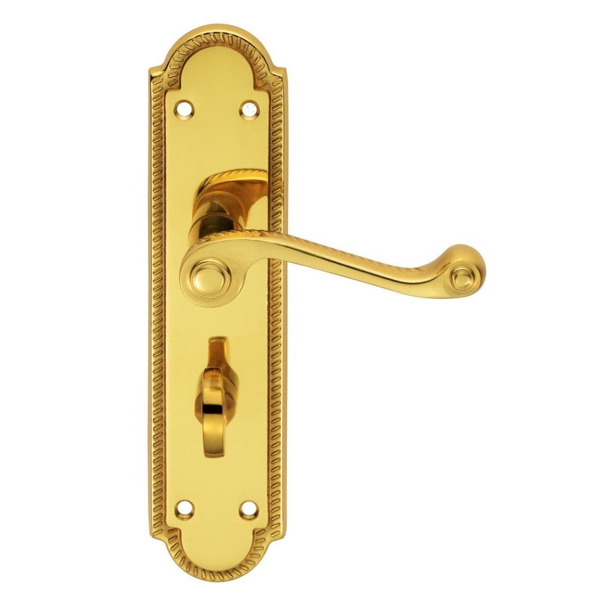 Carlisle Brass Handles Polished Brass Georgian Lever On Shaped Backplate - Bathroom 57Mm C/C 204Mm X 48Mm