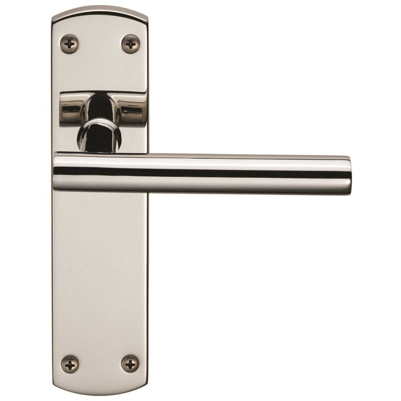 Carlisle Brass Handles Bright Stainless Steel Steelworx Mitred - T Csl Lever On Backplate - Latch 172 X 44Mm -Polished