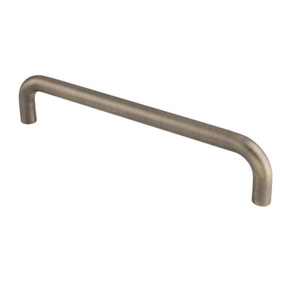 Carlisle Brass 19mm D Pull Handle with 300mm centres, featuring a curved design in a brushed nickel finish, made of durable metal for practical use.